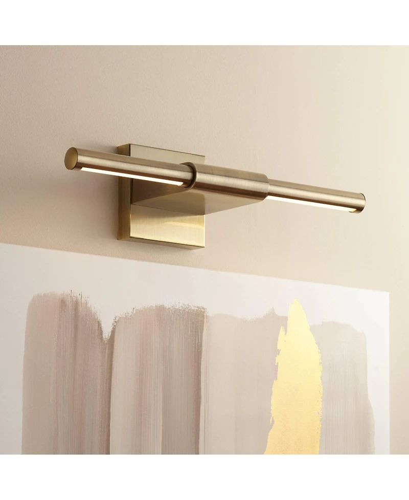 Possini Euro Design Anthony 17" High Modern Picture Wall Lamp Light Fixture Mount Living Room Indoor Led Antique Brass