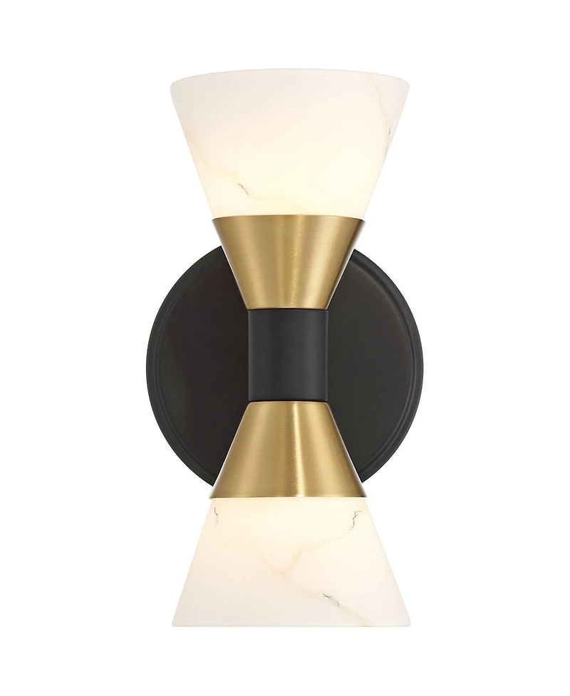 Possini Euro Design Possini Euro Domino 9 1/2"H and Brass 2-Light Wall Sconce