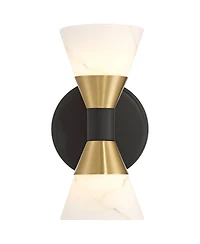 Possini Euro Design Possini Euro Domino 9 1/2"H and Brass 2-Light Wall Sconce