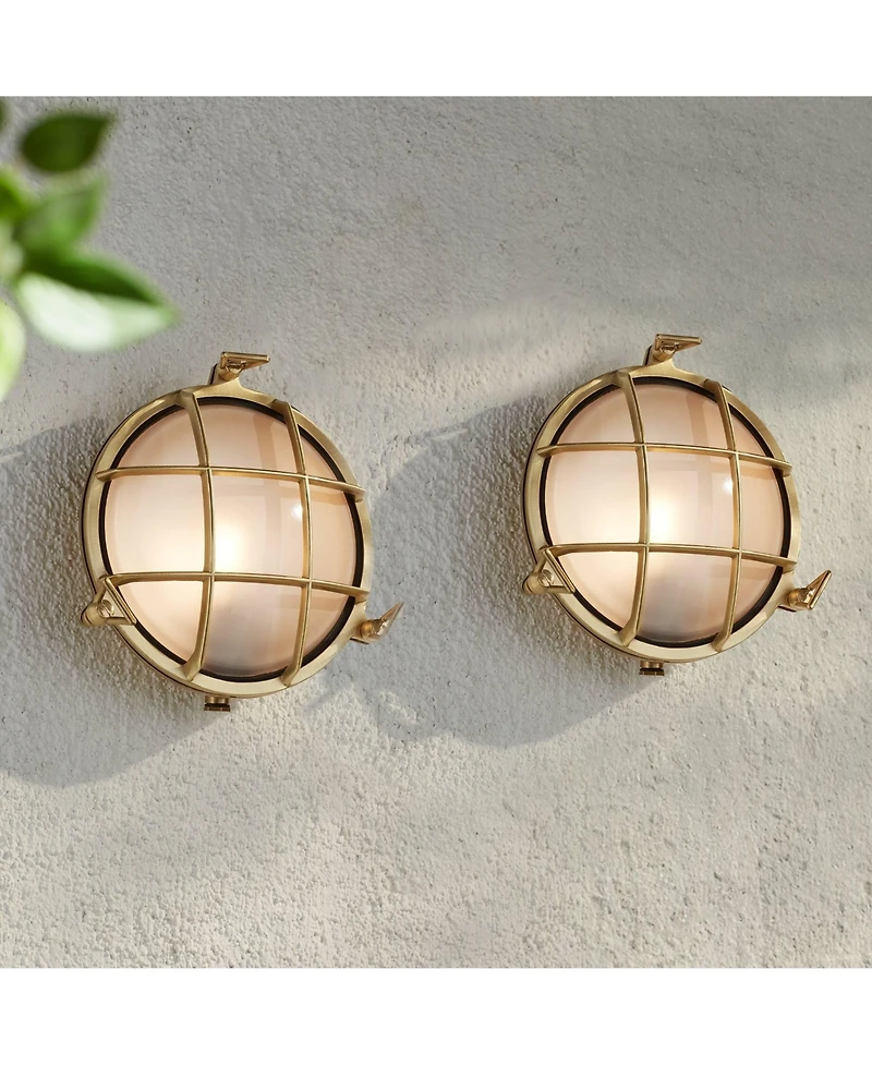 Possini Euro Design Possini Euro Anjali 10"H Bulkhead Outdoor Wall Light Set of 2