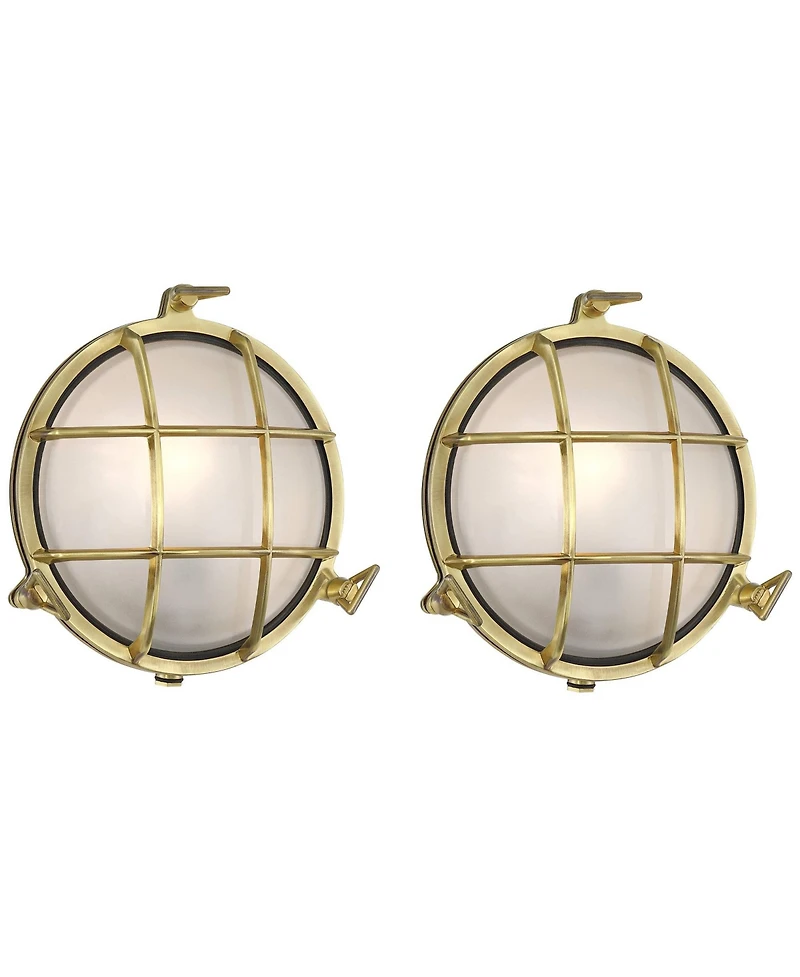 Possini Euro Design Possini Euro Anjali 10"H Bulkhead Outdoor Wall Light Set of 2