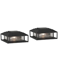 John Timberland Gregor 6" High Modern Outdoor Pier Mount Light Fixture Porch House Set of 2 Weatherproof Black Seeded Glass Shade