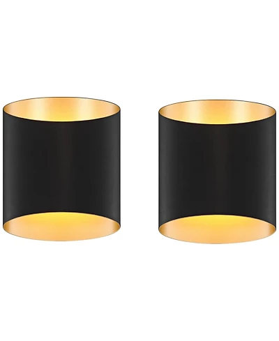 Possini Euro Design Everard 10" High Modern Outdoor Wall Light Fixture Mount Porch House Exterior Set of 2 Led Bulb