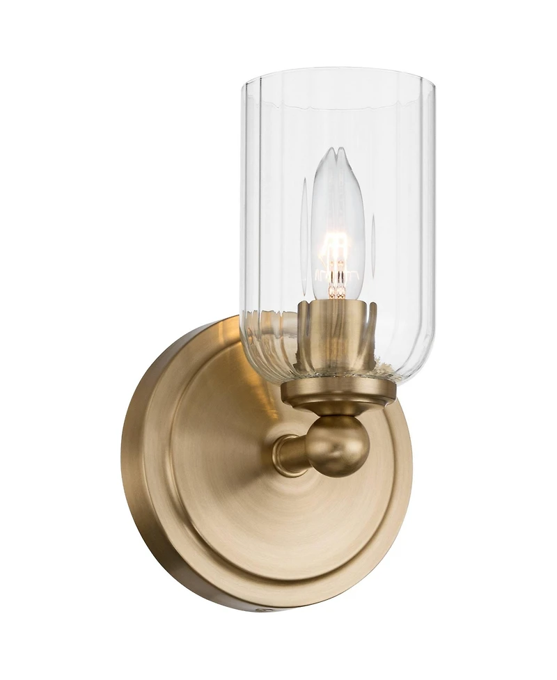Possini Euro Design Oliver 9 1/4"H Satin Brass and Fluted Glass Wall Sconce