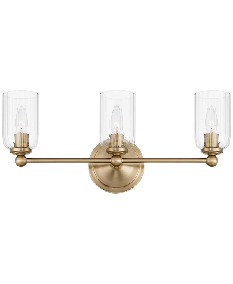 Possini Euro Design Possini Euro Oliver 21 3/4"W Satin Brass and Glass 3-Light Bath Light