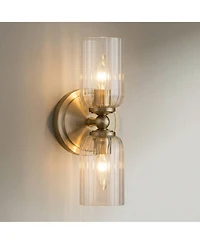 Possini Euro Design Possini Euro Oliver 13"H Satin Brass Fluted Glass 2-Light Wall Sconce