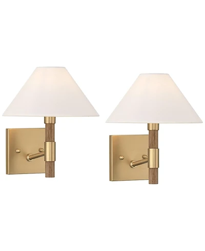 Possini Euro Design Possini Euro Conrad 11"H Brushed Champagne Wood Wall Sconce Set of 2