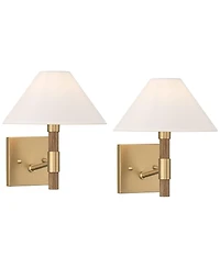 Possini Euro Design Possini Euro Conrad 11"H Brushed Champagne Wood Wall Sconce Set of 2