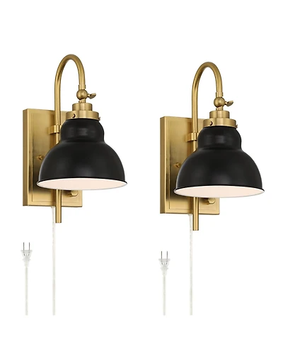 Possini Euro Design Possini Euro Lilith 13 1/2"H Antique Brass Plug-In Wall Light Set of 2