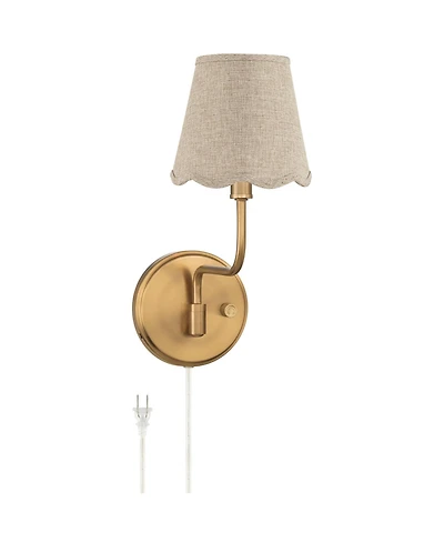 Possini Euro Design Ophelia 9 1/2"H Warm Brass Plug-In Wall Sconce Scallop Shade