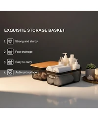 Yigii 4 Metal Mesh Stackable Baskets With Handles Lids Pantry Organization Storage For Cabinets Shelves Kitchen