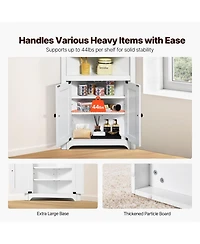 Sugift 32" Corner Storage Cabinet, 3-Tier Freestanding Kitchen Cabinet with Shelves