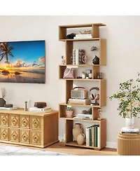 Sugift Six Tier Geometric Bookshelf with Anti Tipping Safety Kits