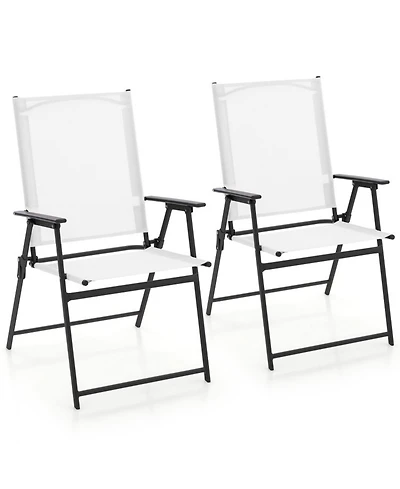 Gouun 2-Piece Folding Patio Dining Chairs with Armrests and Quick-Dry Fabric