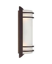 John Timberland Habitat Modern Industrial Outdoor Wall Light Fixtures Set of 2 Rubbed Bronze 16" Opal Glass for Post Exterior Barn Deck