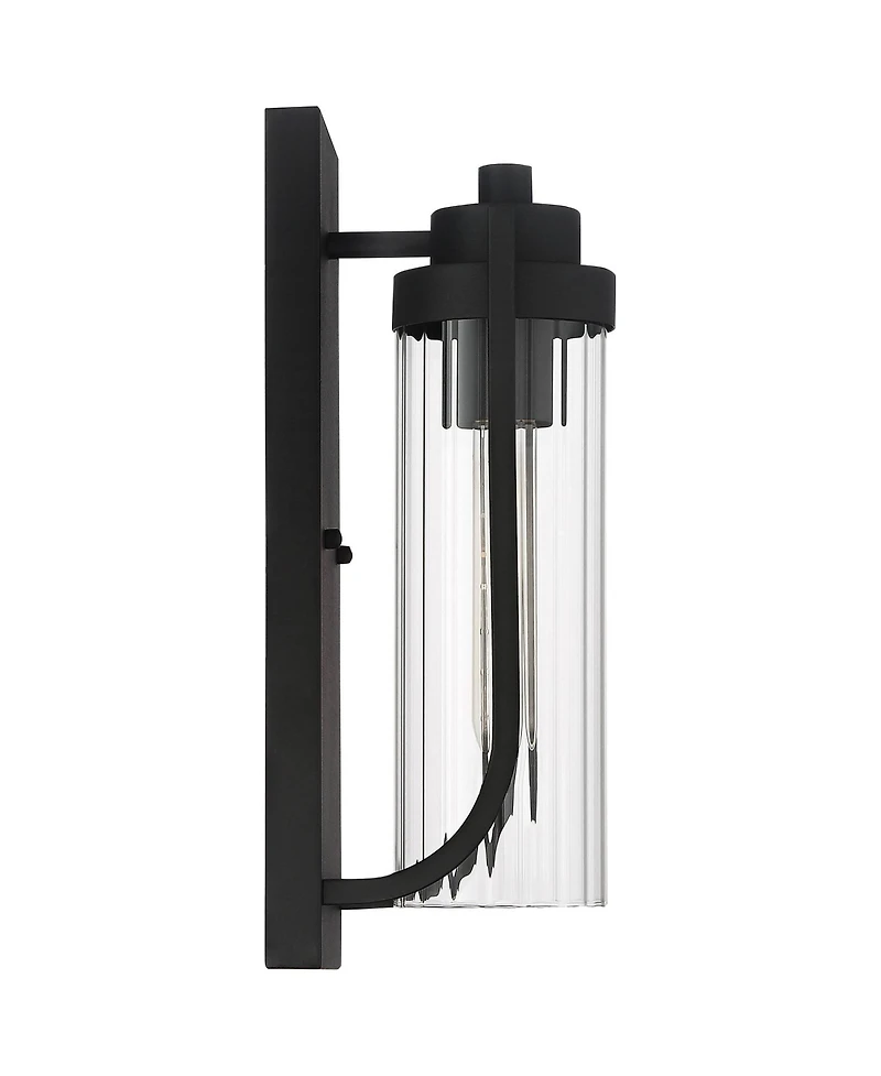 Possini Euro Design Bogota Modern Outdoor Wall Light Fixtures Set of 2 Textured 15 1/2" Clear Ribbed Glass for Post Exterior Barn