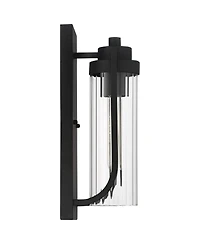 Possini Euro Design Bogota Modern Outdoor Wall Light Fixtures Set of 2 Textured 15 1/2" Clear Ribbed Glass for Post Exterior Barn