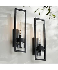 Possini Euro Design Reed 21" High Modern Outdoor Wall Light Fixture Mount Porch House Set of 2