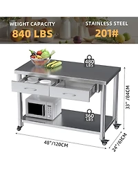 Aecojoy Stainless Steel Work Table with Drawers, Prep Table for Commercial Kitchen