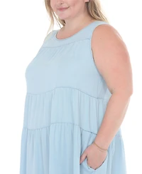 White Mark Plus Sleeveless Tiered Swing Midi Dress