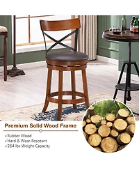 Costway Set of 4 Bar Stools Swivel 25'' Dining Bar Chairs with Rubber Wood Legs