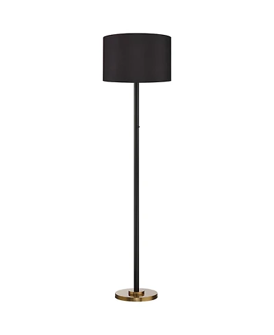 Possini Euro Design Meridian Modern 72" Tall Floor Lamp Black Metal Light Blaster Led Black Drum Shade for Living Room Bedroom Office House