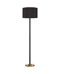 Possini Euro Design Meridian Modern 72" Tall Floor Lamp Black Metal Light Blaster Led Black Drum Shade for Living Room Bedroom Office House