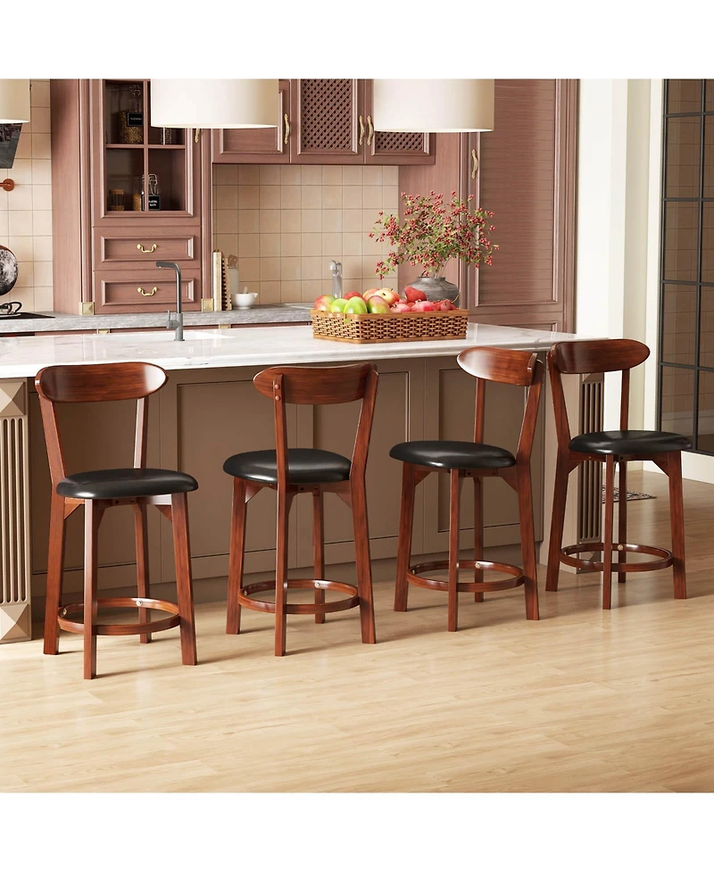 Costway 23.5" Bar Stool with Curved Backrest Footrest Counter Height Stools