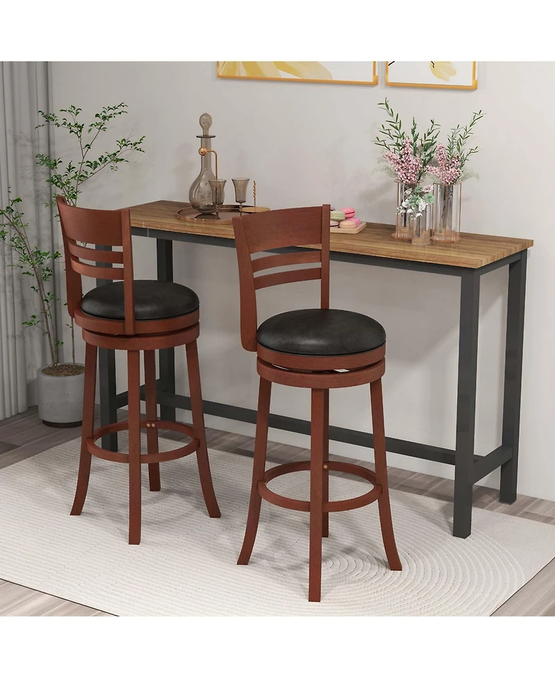 Costway Bar Stools Swivel Bar Height Dining Chairs with Backrests and Footrests