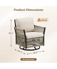Gymojoy Outdoor Swivel Glider Rocker Chairs Set of 4 - Wicker Patio Furniture All Weather Conversatio Sets for Deck Backyard