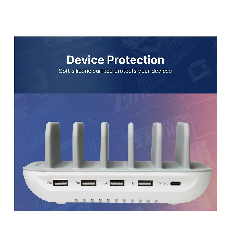 Emerson 5 Port Multi Device Usb Charging Station Hub with Charging Cables