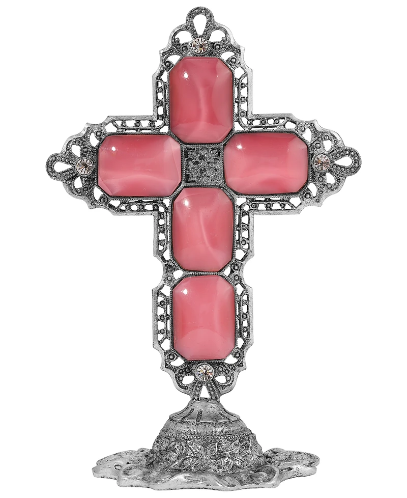 Symbols of Faith Pewter Pink Moon Octagon Cross Plaque