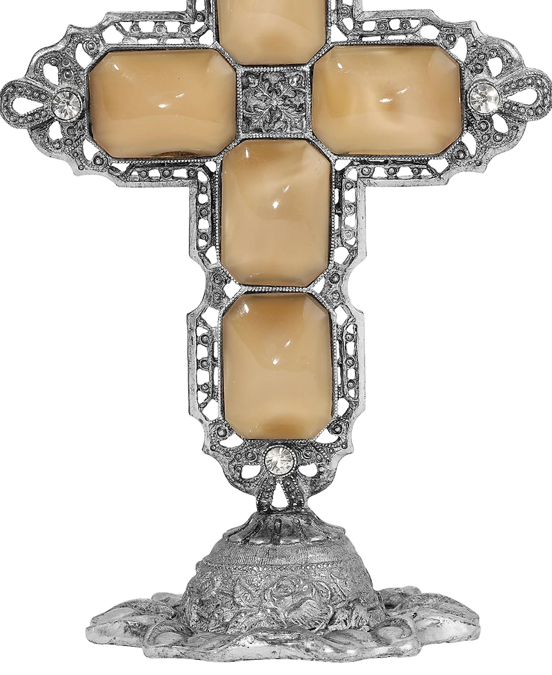 Symbols of Faith Pewter Green Octagon Cross Plaque