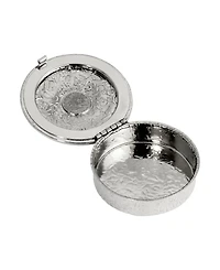 Symbols of Faith Silver Tone with Sapphire Pill Box