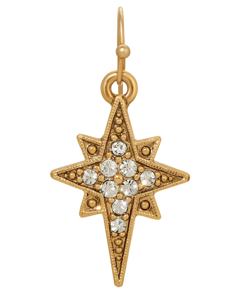 Symbols of Faith 14K Gold Dipped Crystal Glass Stones Star of Bethlehem Wire Earrings