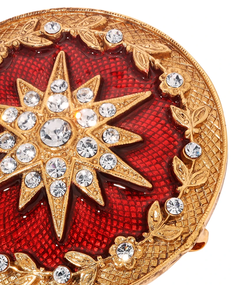 Symbols of Faith 14K Dipped Gold Red Enamel Star of Bethlehem Pin