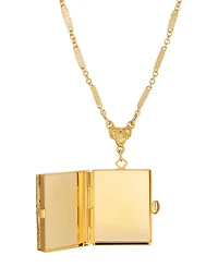 Symbols of Faith Gold Tone Red Enamel Cross Locket Necklace