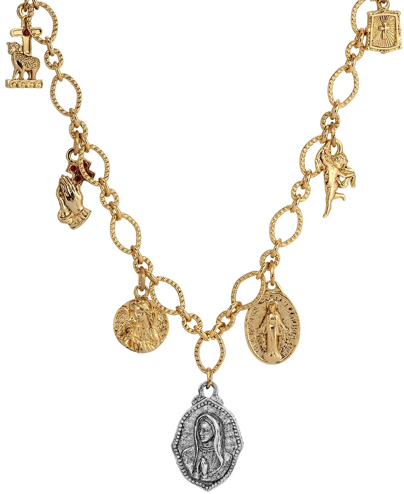 Symbols of Faith Gold-Tone Multi Charm Faith 16" Necklace