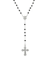 Symbols of Faith Pewter Black Bead Mother Mary Rosary