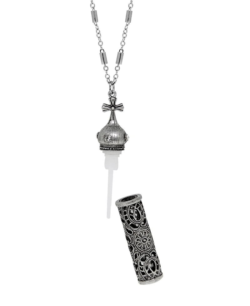 Symbols of Faith Silver Tone Holy Water Vial 30" Necklace