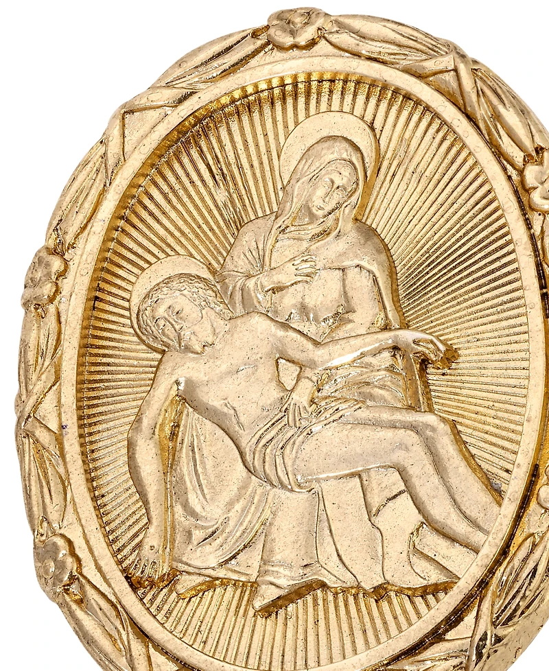 Symbols of Faith Gold Tone Jesus Mary Oval Pin