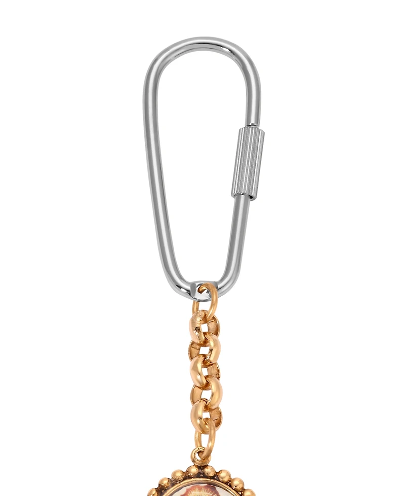 Symbols of Faith Silver Gold Tone Oval Lady Of Guadalupe Decal Key Chain