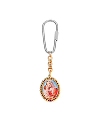 Symbols of Faith Silver Gold Tone Oval Virgin Mary Child Decal Key Chain