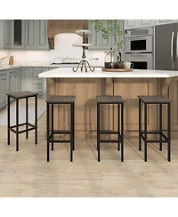Gymax 4Pieces 26'' Bar Stool Set With Metal Frame Footrest Backless Counter Height Stool