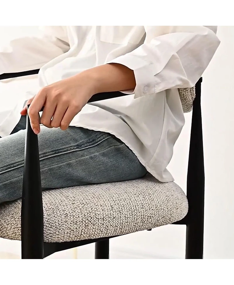 Maison Boucle 25.5" Chenille Upholstered Counter Height Stools with Arms Set of 2