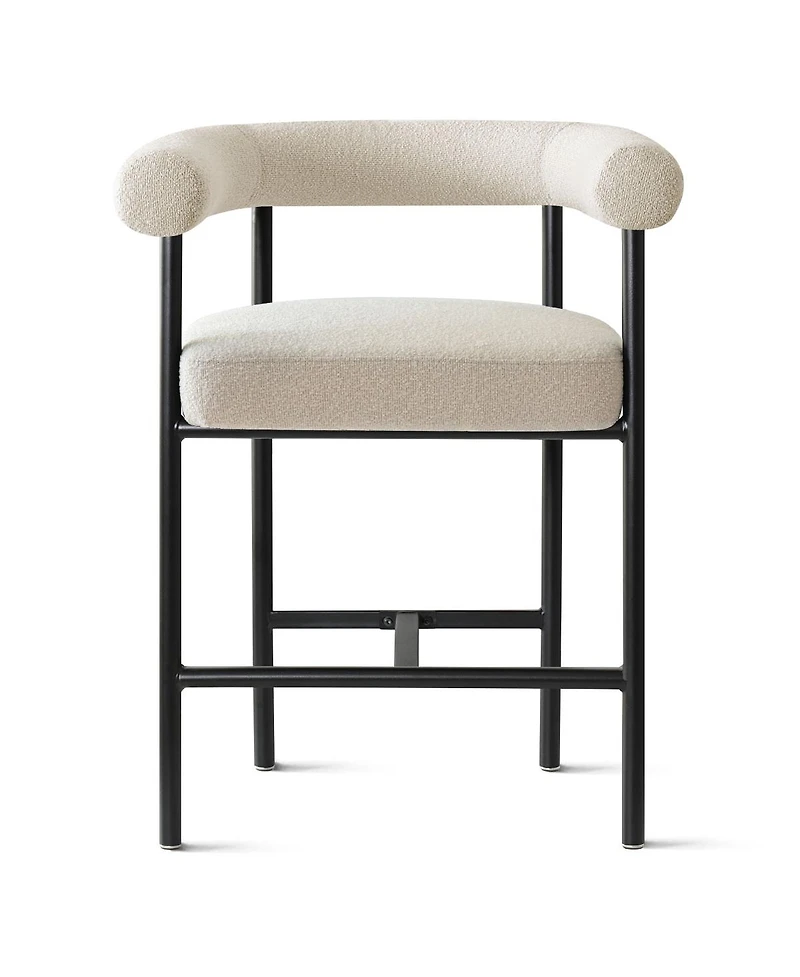 Maison Boucle 24" Boucle Counter Height Bar Stools with Arms, Metal Frame, Set of 2