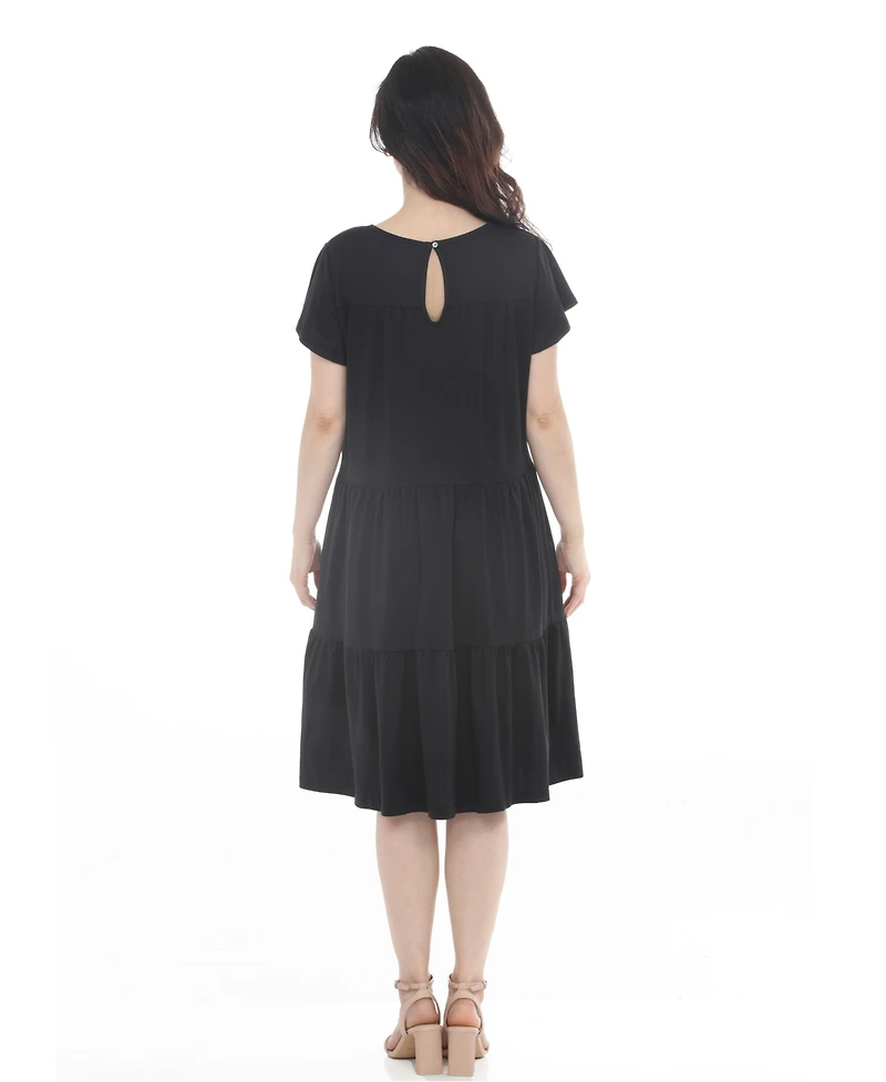 White Mark Women's Flutter-Sleeve Ruffle Tiered Dress