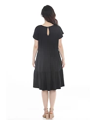 White Mark Women's Flutter-Sleeve Ruffle Tiered Dress