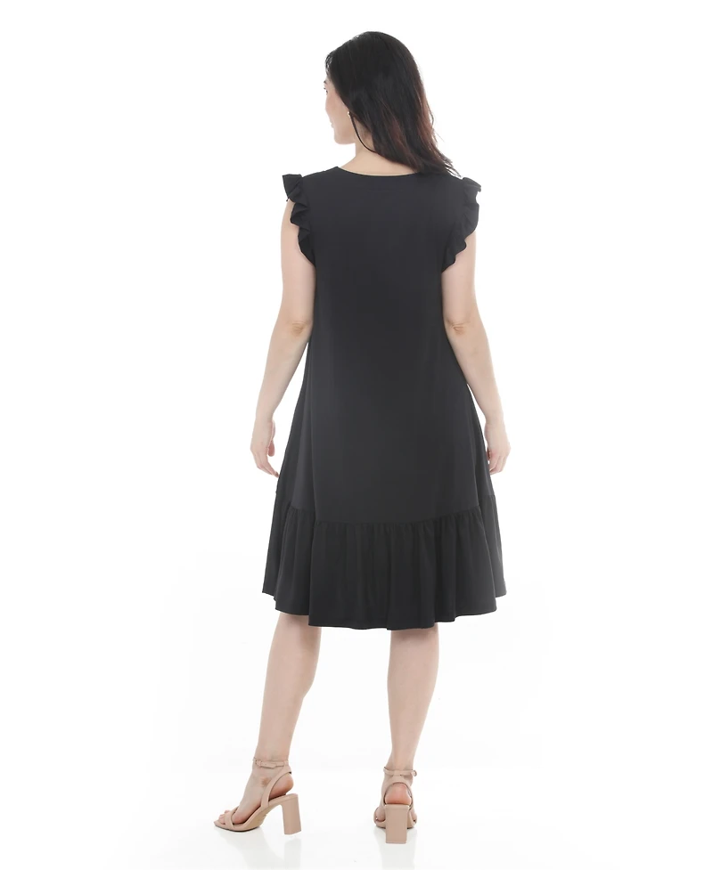 White Mark Women's Button-Front Tiered Swing Dress