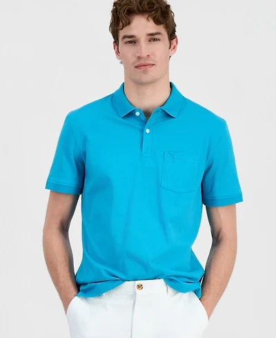 Club Room Men's Solid Jersey Polo with Pocket, Created for Macy's